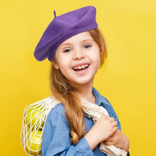 Vista 6 de 24 juegos de boina de lana boina francesa boina de calabaza boina de color sólido boina simple gorras de boina para otoño invierno sombreros