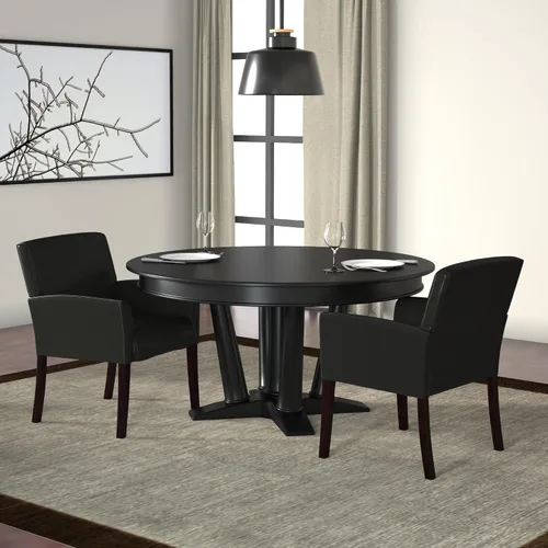 Vista 4 de Boss Office Products Silla de invitados Box Arm con acabado de caoba en negro, 250
