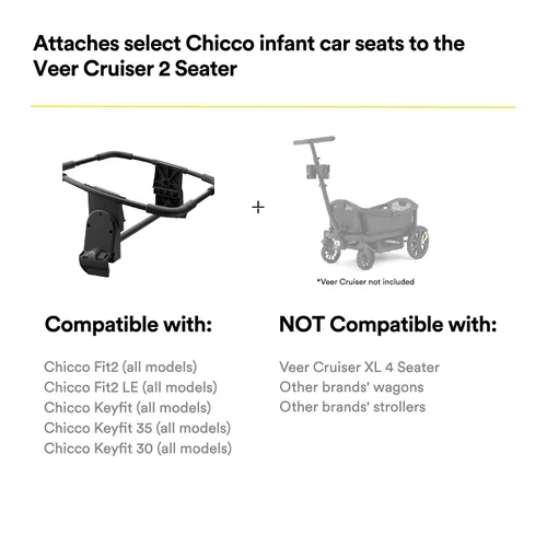 Vista 2 de Adaptador de asiento de automóvil infantil para Veer Cruiser (Chicco) Compatible con Veer Cruiser de 2 plazas