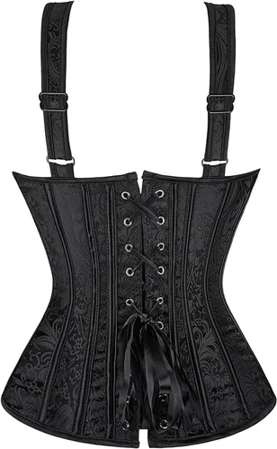 Vista 4 de Zhitunemi - Corsé con tirantes de hombro para mujer, sobre el busto, estilo Jacquard, gótico