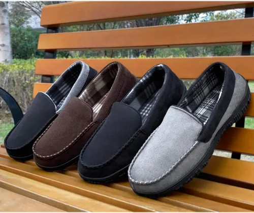 Vista 6 de shoeslocker Zapatillas para hombre de microgamuza mocasín de espuma viscoelástica para casa