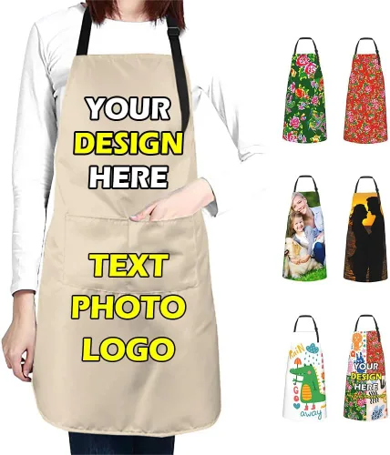 Vista 13 de Delantales impermeables personalizados para diseñar tu propia imagen, logotipo, texto, añadir fotos, delantal para cocinar hornear, 33 x 27.5