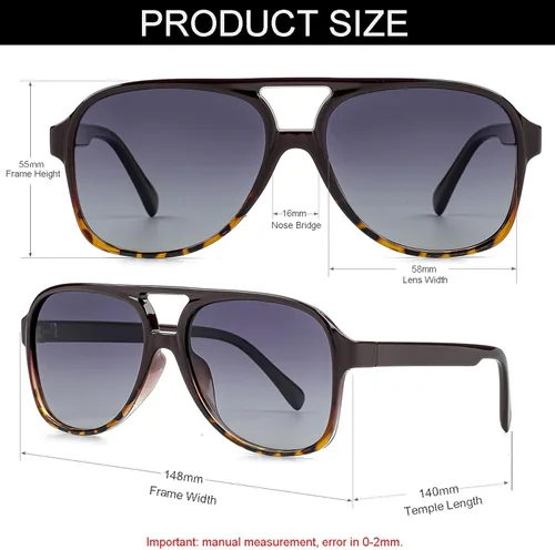 Vista 4 de Gafas de sol polarizadas clásicas vintage estilo aviador para hombres y mujeres montura grande gafas de sol retro de los años 70