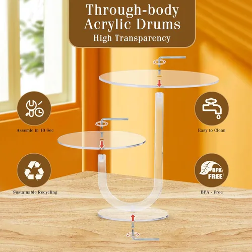 Vista 4 de Boxalls Soporte para pasteles de 2 niveles, elegante torre de acrílico transparente para cupcakes para bodas, cumpleaños, aniversarios, baby