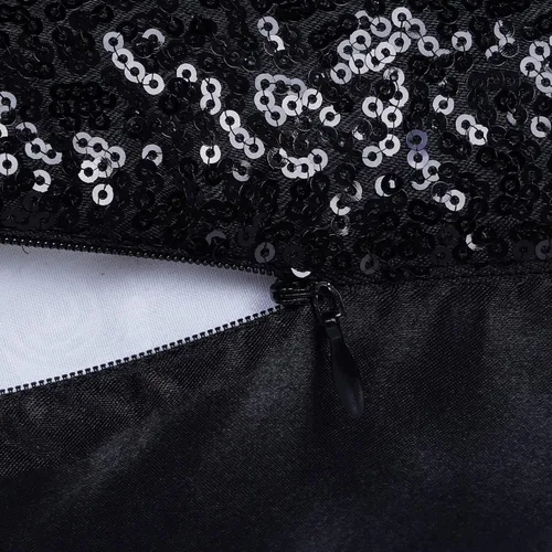 Vista 4 de Juego de 4 fundas de almohada decorativas con lentejuelas negras cuadradas para silla, sofá, cama, dormitorio, sala de estar, decoración para bodas