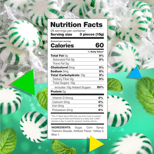 Vista 2 de Starlight Mints, caramelos de menta verde envueltos individualmente, bolsa de 1 libra