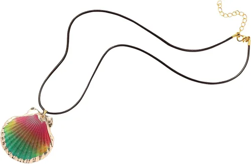 Vista 2 de FM FM42 Collar con colgante de concha de concha de mar natural con cadena de cuerda de 27 pulgadas de largo (25 estilos)