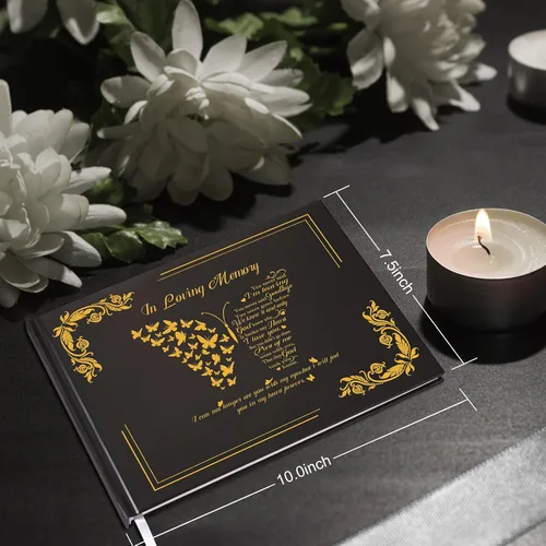 Vista 2 de SOITIS Libro de invitados funeral para servicio conmemorativo Celebración de la vida, libro de memoria con decoración, tapa dura, recuerdos