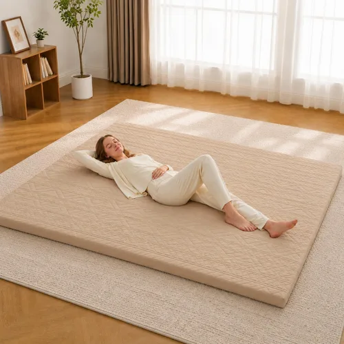 Vista 15 de Mollydot Colchón de futón japonés tamaño matrimonial de 54 x 75 pulgadas, colchón de cama plegable, tapete portátil de tatami, cojín de futón