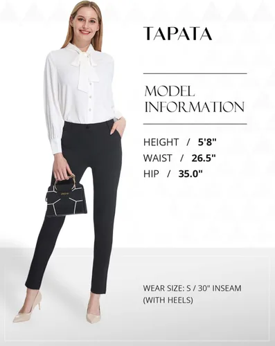 Vista 5 de Tapata Women's Skinny Dress Pants 26"28"30" Work Pants with Pockets Stretch Slack for Business Casual Petite Short