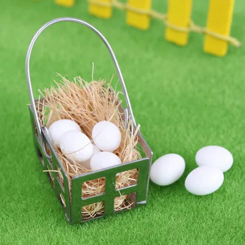 Vista 7 de Kisangel 1 Set Mini Cesta de Huevos Miniatura Casa de Muñecas Comida 1: 12 Escala Accesorios de Casa de Muñecas Accesorios de Jardín de Hadas Micro