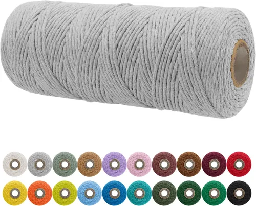 Vista 40 de JeogYong Cordón de macramé de un solo hilo 3 mm x 109 yardas (328 pies) Cuerda de algodón suave Hilo de macramé de 3 mm, suministros de macramé