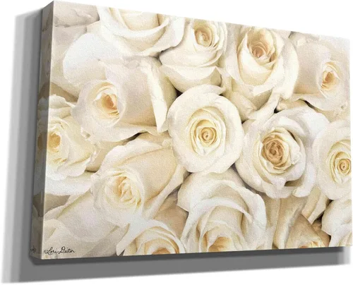 Vista 4 de Epic Graffiti 'Top View - White Roses' de Lori Deiter, arte de pared en lienzo, 18 x 12 pulgadas