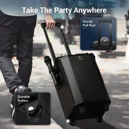 Vista 7 de Máquina de karaoke inalámbrica para adultos, sistema PA TONOR portátil con Bluetooth, altavoz para cantar con dos micrófonos inalámbricos, bola