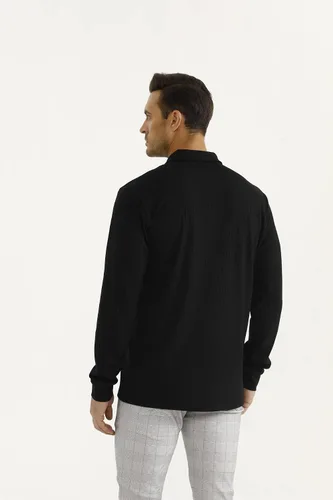 Vista 7 de GINGTTO Polo y suéter de manga larga para hombre ajuste delgado elástico casual elegante con botones