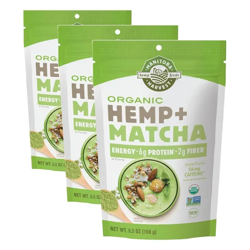 Vista 7 de Manitoba Harvest Polvo orgánico de cáñamo y matcha, 5.5 onzas, energía, 0.18 oz de proteína, 0.18 oz de fibra por porción, proteína matcha, vegano
