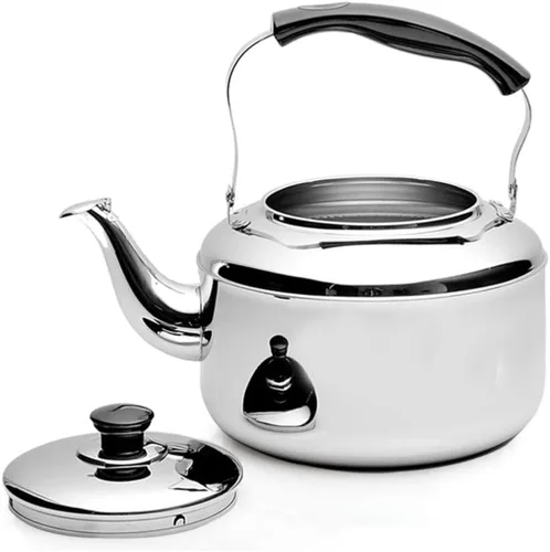 Vista 9 de Hervidor de té de acero inoxidable de 4 litros, tetera de acero inoxidable, tetera de gran capacidad, hervidor de té con mango anti-caliente