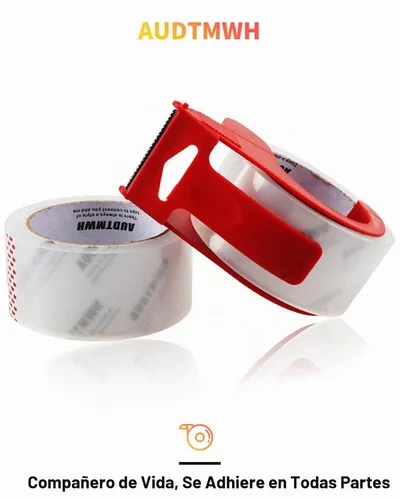 Vista 8 de AUDTMWH Cinta de embalaje con dispensador, 1.88" x 48 yardas, 2 rollos con 1 dispensador