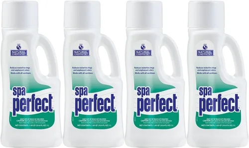 Vista 4 de Natural Chemistry Spa Perfect, 1 litro, hace que el agua se sienta suave y sedosa, elimina el anillo de la línea de flotación, los filtros