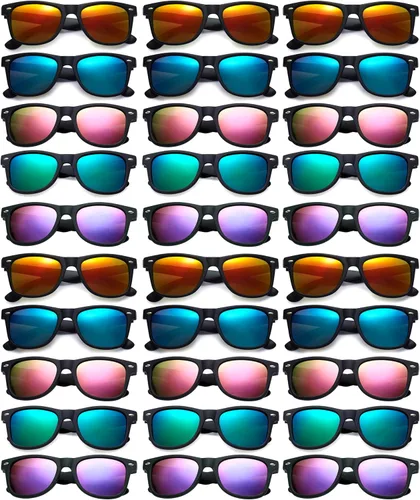 Vista 17 de Gafas de sol clásicas para hombre, paquete de 15 unidades, espejo colorido Negro Espejo