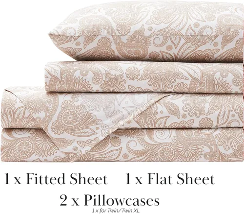 Vista 47 de Southshore Fine Living, Inc. Colección Winter Brush, juego de sábanas de 3 piezas para cama individual, sábana bajera con bolsillo profundo de 14
