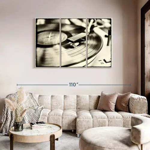 Vista 105 de Elephant Stock BW - Reproductor de discos de vinilo para pared, lienzo horizontal, decoración de pared de sala de estar de 3 piezas, impresión
