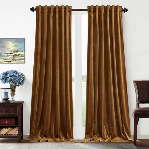 Vista 34 de Benedeco - Cortinas de terciopelo burdeos para ventana de dormitorio con pompón, cortinas de lujo súper suaves, oscurecimiento y aislamiento térmico