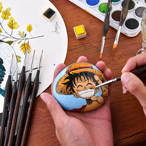 Vista 7 de Fuumuui - Pinceles de pintura en miniatura, 11 piezas de pinceles de pintura con microdetalles para modelo, pintura por números, juego de pinceles