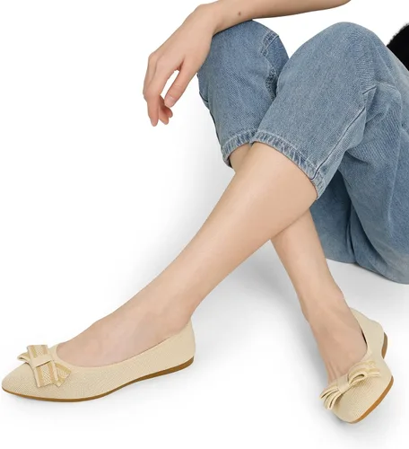 Vista 5 de DREAM PAIRS Zapatos planos de punto con punta puntiaguda para mujer
