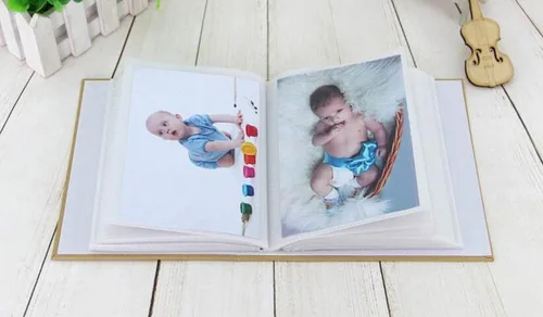 Vista 3 de Álbum de fotos con capacidad para 100 bolsillos, 4 x 6 pulgadas, álbum de fotos para niños, álbum de fotos de papel kraft para niños (trébol)