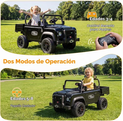 Vista 4 de Land Rover - Camión de paseo con licencia de 24 V con cama Negro