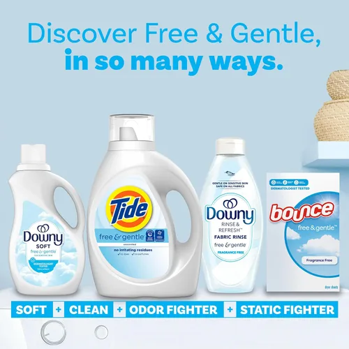 Vista 9 de Tide Free & Gentle - Detergente líquido suave para ropa, 64 cargas