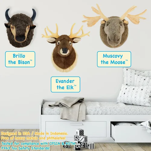 Vista 5 de TigerHart Brillo The Bison - Busto grande de peluche de 15 pulgadas con cabeza de búfalo