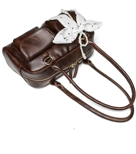 Vista 9 de Y2K - Bolsos de hombro para mujer a la moda, bolso Boston retro de piel sintética, ligero y versátil para el trabajo y los viajes