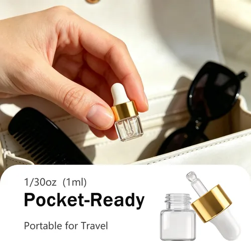 Vista 4 de Elfenstall- Mini Empty 15pcs 1ml (1/4 Dram) Clear Glass Bottle with Glass Eye Dropper Vial Small for Essential Oil Sample