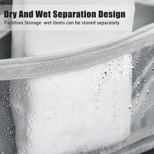 Vista 5 de Etercycle Neceser de viaje compacto para mujeres y hombres, organizador de ducha colgante impermeable con gancho, bolsa de lavado plegable portátil