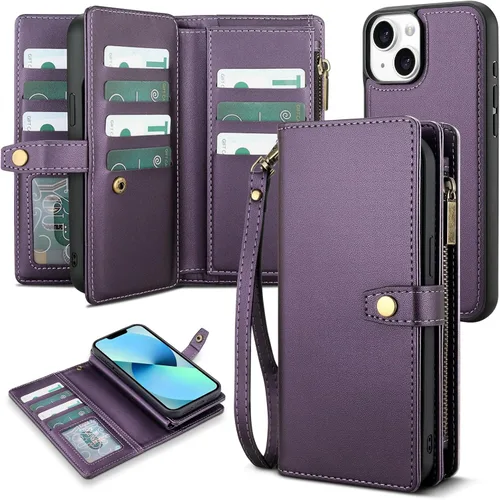 Vista 76 de TwoHead Funda tipo cartera para iPhone 12 Pro Max con tarjetero, funda magnética desmontable para teléfono 12 Pro Max, piel sintética, a prueba