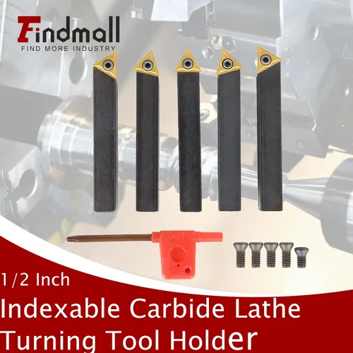 Vista 2 de findmall 5 unids 1/2 pulgada torno de carburo indexable Torno de torneado de herramientas de torno de metal herramientas inserta bits con insertos