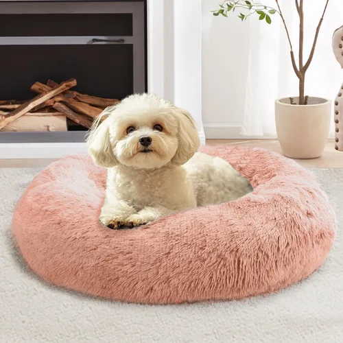 Vista 61 de JOLLYVOGUE - Cama calmante para perros y gatos pequeños y medianos, antiansiedad, redonda, suave, acogedora con parte inferior antideslizante