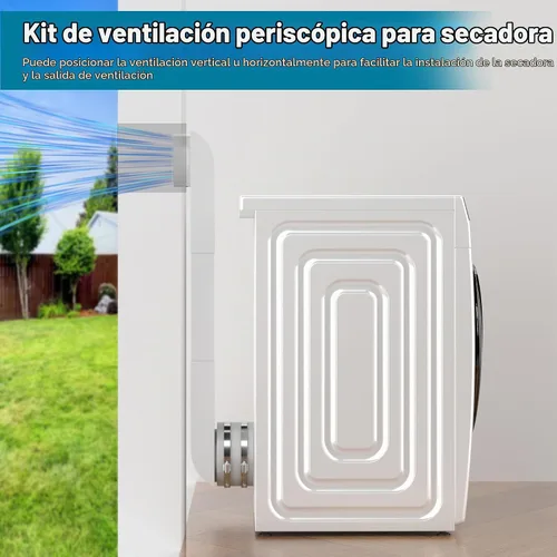 Vista 6 de Kit de ventilación de secadora de periscopio mejorado con adaptador de silicona de fácil conexión, conducto telescópico ajustable de acero