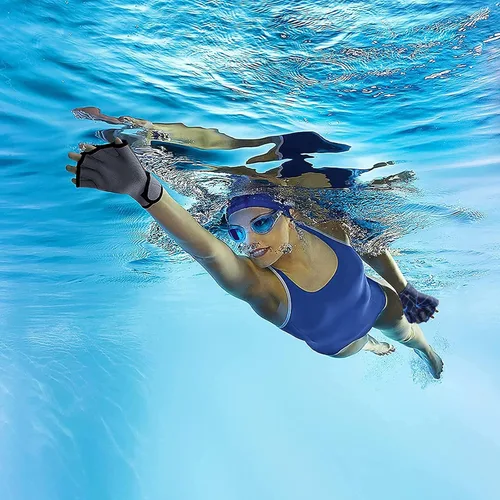 Vista 3 de Guantes de natación de nailon para natación acuática, guantes de malla para entrenamiento acuático, entrenamiento acuático, equipo de mano