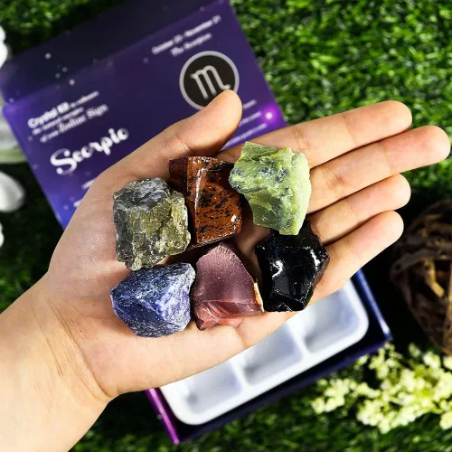 Vista 4 de Crystal Hideaway - Cristal del zodiaco y piedras curativas naturales, signos del zodiaco, piedras de nacimiento de cristales de astrología (escorpio)