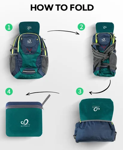 Vista 7 de WATERFLY Mochila de senderismo ligera y plegable, paquete de día de 30L