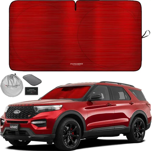 Vista 69 de Parasol de Parabrisas de Una Pieza - Parasol Cromado Líquido Plegable para Ventana Delantera de Auto para Carros SUV Camión - Protector Visor