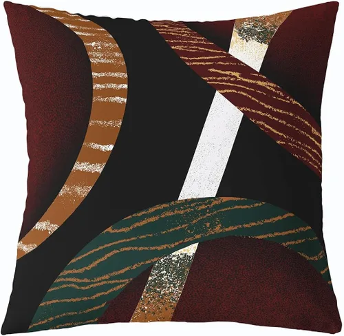 Vista 15 de Funda de almohada moderna con estampado de líneas geométricas de doble cara de 16 x 16 pulgadas, funda de almohada cuadrada suave con remolinos