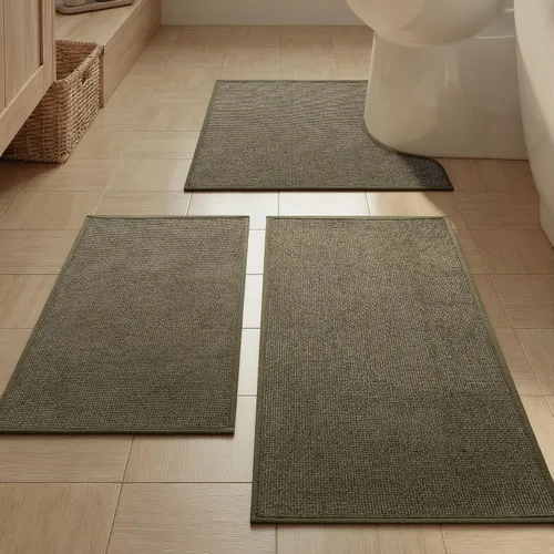 Vista 25 de YIHOUSE Tapete de baño antideslizante, absorbente, de secado rápido, para el suelo del baño, delgado, para debajo de la puerta, lavable de pelo bajo