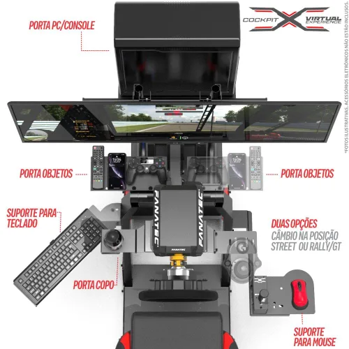 Vista 7 de Extreme Simracing Racing Simulator Cockpit With All Accessories (BlackRed) - VIRTUAL EXPERIENCE V 3.0 Racing Simulator For Logitech G27, G29, G920