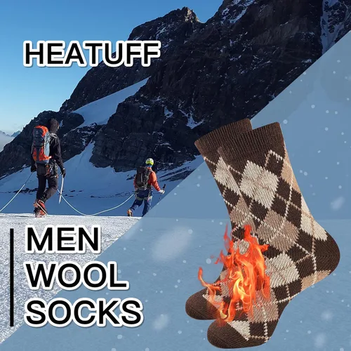 Vista 7 de Heatuff Calcetines de lana de invierno para hombre térmicos cálidos suaves 5 pares Normal Thick - Multicolor 2
