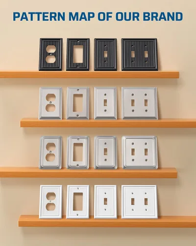 Vista 7 de DEWENWILS Paquete de 4 tapas blancas para enchufes y placas de interruptores, placas decorativas de pared de metal para interruptores de luz y tomas