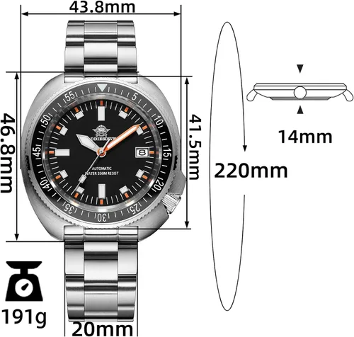 Vista 2 de ADDIESDIVE Reloj Automático de Buceo 200 M Reloj para Hombre Luminiscente Mecánico NH35A Analógico Acero Inoxidable AD2081 acero negro